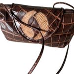 Vintage Genuine Brown Leather Croc Embossed Crossbody Shoulder Bag Photo 10