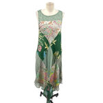 Anthropologie Tiny Trouvaille Slip Dress Midi Scarf Paisley Print Green Size XS Photo 1