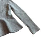Theory Grey Marled Zip-Down Peplum Sweater Jacket Stretch Size Large Women's Photo 7