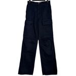 ZARA  High Rise Utility Flare Full Length 100% Cotton Jean Patch Pockets 0 Black Photo 8