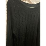 Black Crew Neck Knit Sweater Mesh Cutout Pattern Long Sleeve Pullover Top 1XL Size undefined Photo 1
