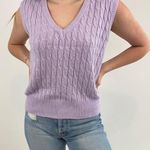 Vintage Pastel Cableknit Sweater Vest Purple Photo 1