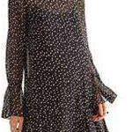 Theory  Marsh Starry Print Silk‎ Dress Black Sheer Long Sleeve Size 0 Whimsigoth Photo 0
