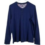L.L.Bean  Navy Blue Long Sleeve Henley Pullover Shirt Size Large Reg EUC #1897 Photo 0