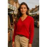 Alan Paine Red Cashmere Sweater V Neck Quiet Luxury Holiday Festive Christmas M Size M Photo 1