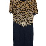 Laurence Kazar Vintage Gown Dress Short Sleeve Embellished 100% Silk Black PXL Photo 0