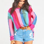 Show Me Your Mumu  bonfire knit‎ sweater rainbow stripe women’s size S Photo 0