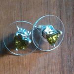 Green Heart Simulated Diamond Sterling Silver Stud Earrings Photo 2