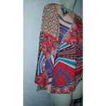 Figueroa & Flower Boho Peasant Top M Red Tribal Print Festival Blouse Western Ch Pink Size M Photo 3