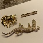Lot Of 3 Gold Tone Safari Animals Brooch / Pin Photo 4
