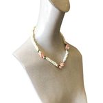 Retro Beach Theme Multi White Intertwined Ropes Pink Beads Boho Chic Necklace Photo 2