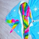 Tipsy Elves  blue rainbow unicorn front zip hoodie jacket sweatshirt w/ mane xs Photo 2