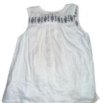 Lucky Brand  Boho White Tank Top with Blue Embroidery Photo 4