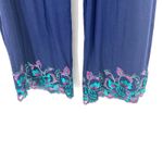 Soma  Size XS Pants Navy‎ Blue Teal Trim Embroidery Loose Fit Wide Leg High Rise Photo 2