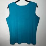 Ming Wang Scoop Neck Sleeveless Knit Top Teal Shell Side Slit Stretch Tank Large Photo 5