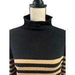 French Connection Wmns Black Brown Stripe Mock Neck Ribbed Sweater Sz M Classic Photo 1
