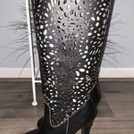 Colin Stuart  leather Black Cutout Knee-High tall platform heeled Boots size 7 Photo 3