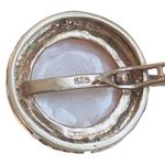 14K 585 Real Pearl Yellow Gold Round w Diamond Frame Pendant White Photo 3