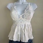Free People Lace RAdella Cami White Lace Crochet Tiered Sleeveless Boho XS Party Photo 1