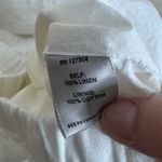 John Mark Linen Wide Leg Cropped Pants Womens Size L White Button Detail Photo 6