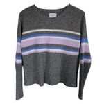 Arizona Jeans Arizona Jean Co. women's medium gray long sleeve sweater stripes stretchy Photo 8