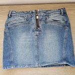 Just Cavalli  Blue Gold Embroidered Logo Jean Denim Mini Skirt Size 42 Photo 1