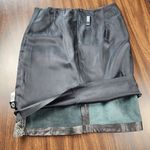 Vintage Laundry By Shelli Segal Leather Wool Pencil Skirt Black Herringbone 6 Photo 8