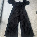 City Chic Erica Jumpsuit Wide Leg Tassel Ties Puff Sleeve Black XL / 22 Photo 3