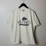 Hanes Michael's Salon Service T Shirt Vintage 90s White Large L Graphic Tee Photo 8