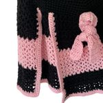 Vintage Handmade 70s Poncho Cape Sweater Pink Black With Bow Granny Size undefined Photo 1