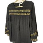 J Jill Black Embroidered Crew Neck Lightweight Cotton Blend Top Blouse Tunic M Size M Photo 8