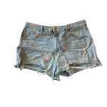 No Boundaries  High Rise Destructed Midi Denim Shorts Photo 3