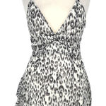 superdown Revolve Kina Leopard Print Ruched Mini Dress Gray White Size Medium Photo 0