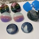 Lot Of 5 Colorful Pierced Costume Earrings Plastic Blue Purple Etc Photo 4