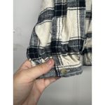 American Eagle  Women’s Medium Plaid Flannel Button-Up Shirt Black White Photo 2