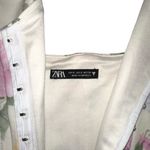 ZARA Cream Floral Bustier Boned Corset Top SMALL Photo 3