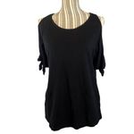 Sanctuary  Black Cold Shoulder Crew Neck Cotton Summer Top Women Sz S Photo 1