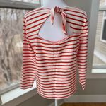 J.Crew  Orange and White Striped Bow Tie Back Cotton Long Sleeve Shirt Sz Small Photo 1