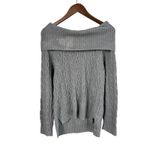 Jeanne pierre  Women Gray Off The Shoulder Cable Knit Shirt Sz Medium Casual Y2K Photo 1