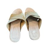 Eileen Fisher  Shimmering Gold Crisscross Mules Photo 3