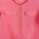 Ellen Tracy  Pink Coral Linen Blend Flap Chest Pockets 1/2 Zipper Top Medium Photo 4
