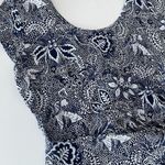 Vintage floral geometric print faux wrap mini dress S/M Blue Photo 4