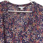 Time and Tru XXL Blue Pink Floral Tiered V Neck Babydoll Dress Long Sleeve Fall Photo 2