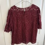 EST 1946 maroon floral lace short sleeve blouse size XL Red Photo 4