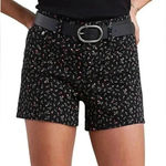 Levi's Levi’s Mid Length Shorts, Floral Print, Black Shorts with Pink Flowers, Size 28 Photo 0