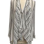 White House | Black Market  Striped Long Sleeve Sheer Blouse With Extended Tail Photo 7