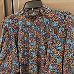 πDOENπ The Rose Top ~ Navy Lady Bird Floral Print Small Black Photo 14