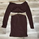 Princess Polly NEW Henley Mini Dress Cutout Brown Women’s 12 Photo 5