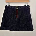 Sail To Sable | Seasonal Black Wool Tweed Skirt Fringe Red Exposed Zipper | 6 Photo 7