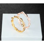 Boutique NEW 14k Gold Plated‎ S925 Simulated Diamond Twist Eternity Band Ring, Size 4 Photo 12